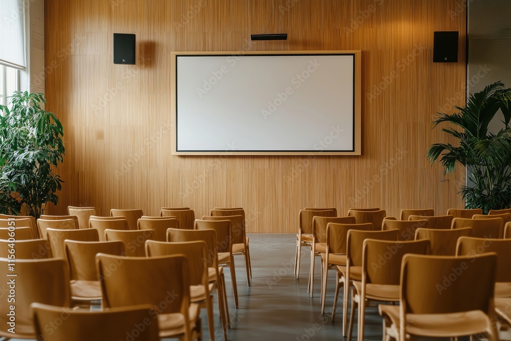 modern minimalist auditorium with white screen modern minimalist auditorium with white screen