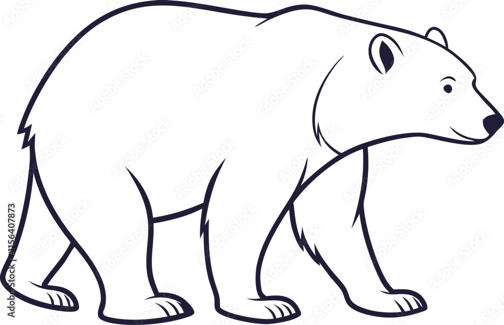 Fototapeta premium The Bear outline vector and straightforward illustration line art design on a white background.