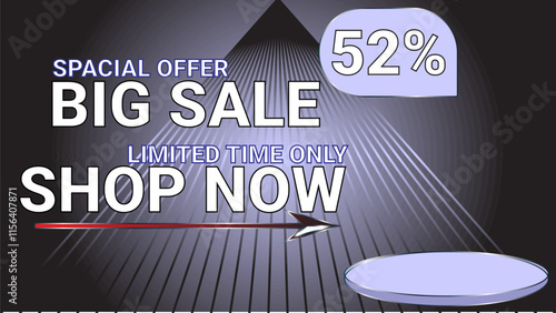 52 percent Special offer big sale limited time only shop now template banner with Periwinkle color theme