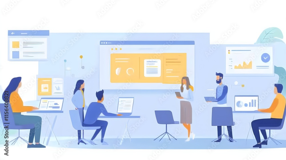 Obraz premium Team Collaboration Data Analysis Modern Workplace