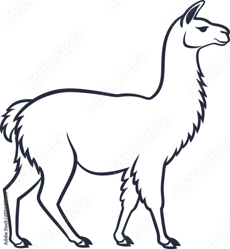 The alpaca outline vector and straightforward illustration line art design on a white background.