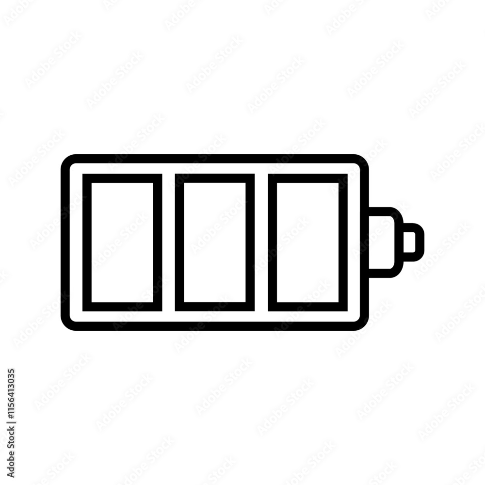 Battery icon vector illustration, battery charging sign and symbol, battery charge level. Battery icon vector illustration, battery charging sign and symbol, battery charge level.