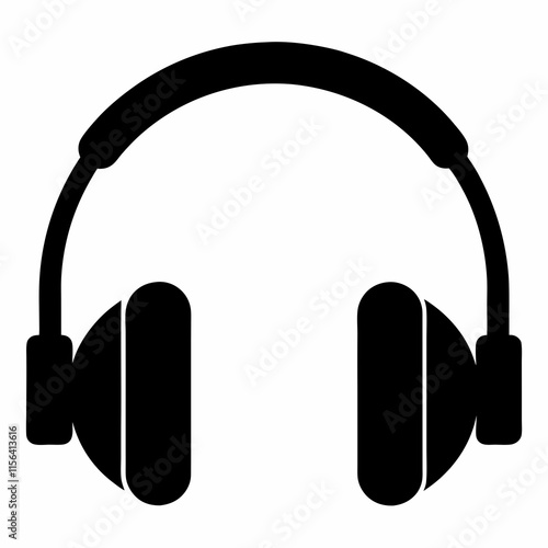 Black Headphones Silhouette Vector Art