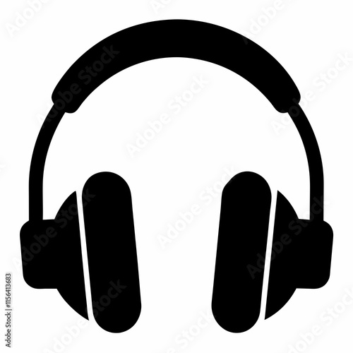 Black Headphones Silhouette Vector Art