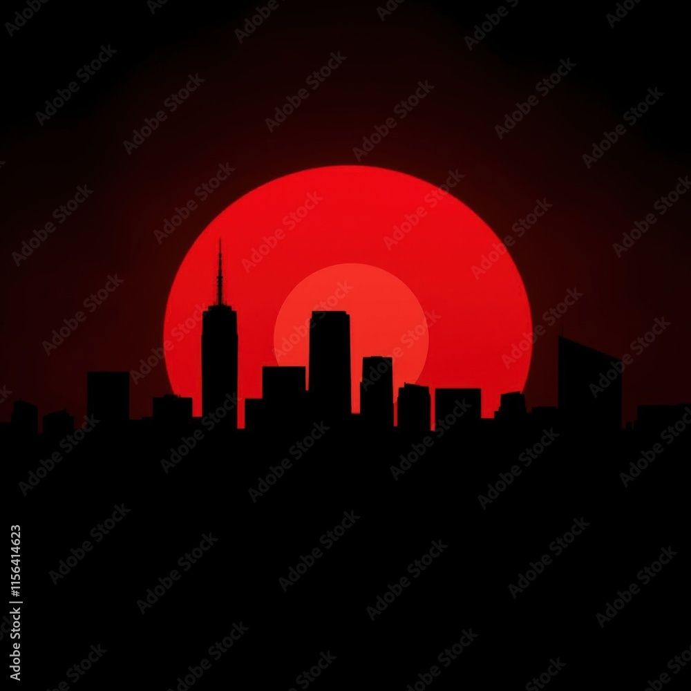Fototapeta premium City skyline at sunset background. skyline silhouette. cityscape illustration architecture city 