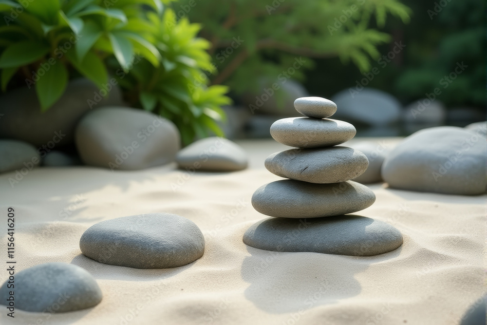 a harmonious Zen garden blending serene nature and a calming environment. a harmonious Zen garden blending serene nature and a calming environment.
