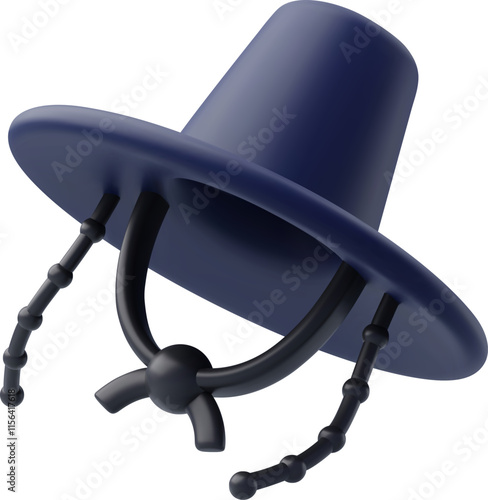 3d Vector Traditional Korean hat, Gat, South Korea, Elements tourism concept.