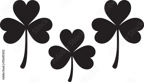 Black clover shamrock icon set.vector illustration on a white background