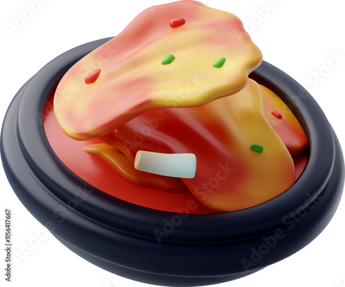 3d Vector Korean traditional Kimchi, Elements tourism concept.