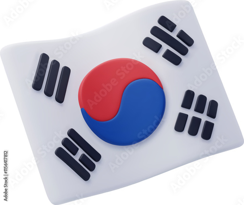 3d Vector South Korea flag, Elements tourism concept.