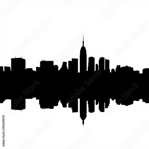Silhouette of a city skyline in black. skyline silhouette. cityscape illustration architecture city 