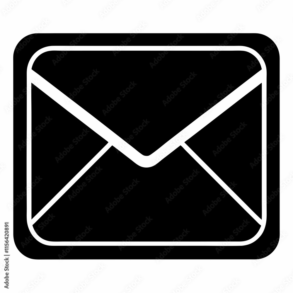 Email Envelope Black Silhouette Vector Email Envelope Black Silhouette Vector