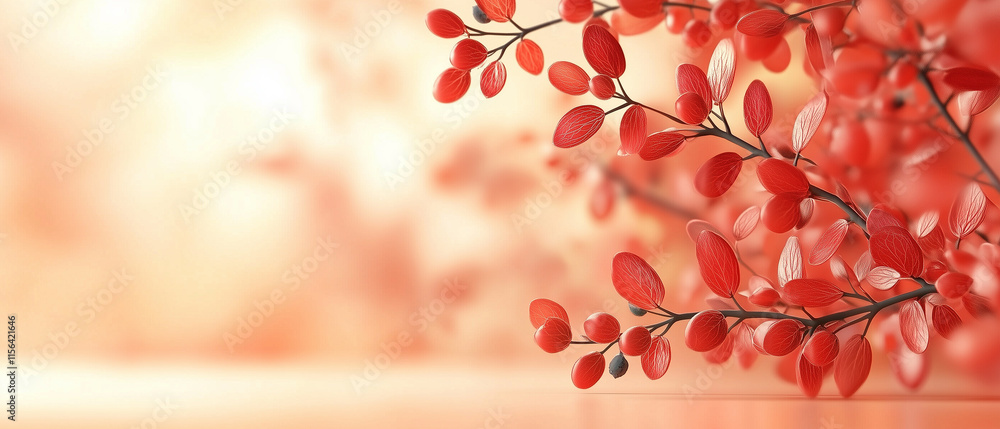 Red Autumn Branch with Copy Space. Red Autumn Branch with Copy Space.