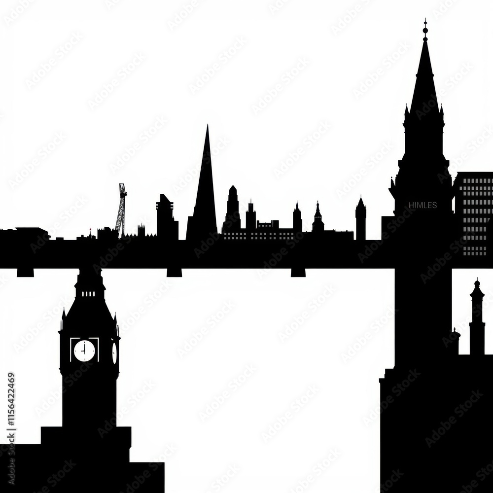 London city buildings silhouette. english urban landscape. londo. skyline silhouette. cityscape illustration architecture city 