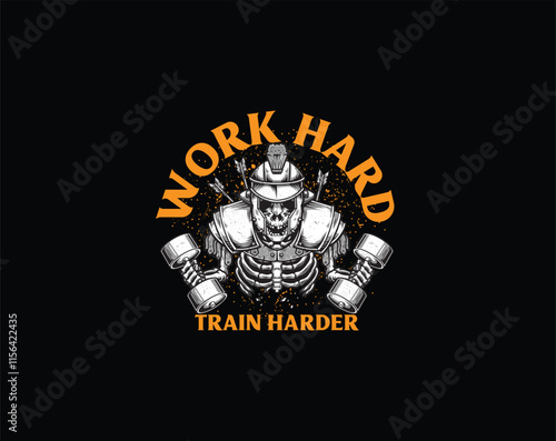 Warrior skull weightlifting Illustration