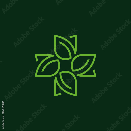 Minimalist leaves form flowers natural logo design