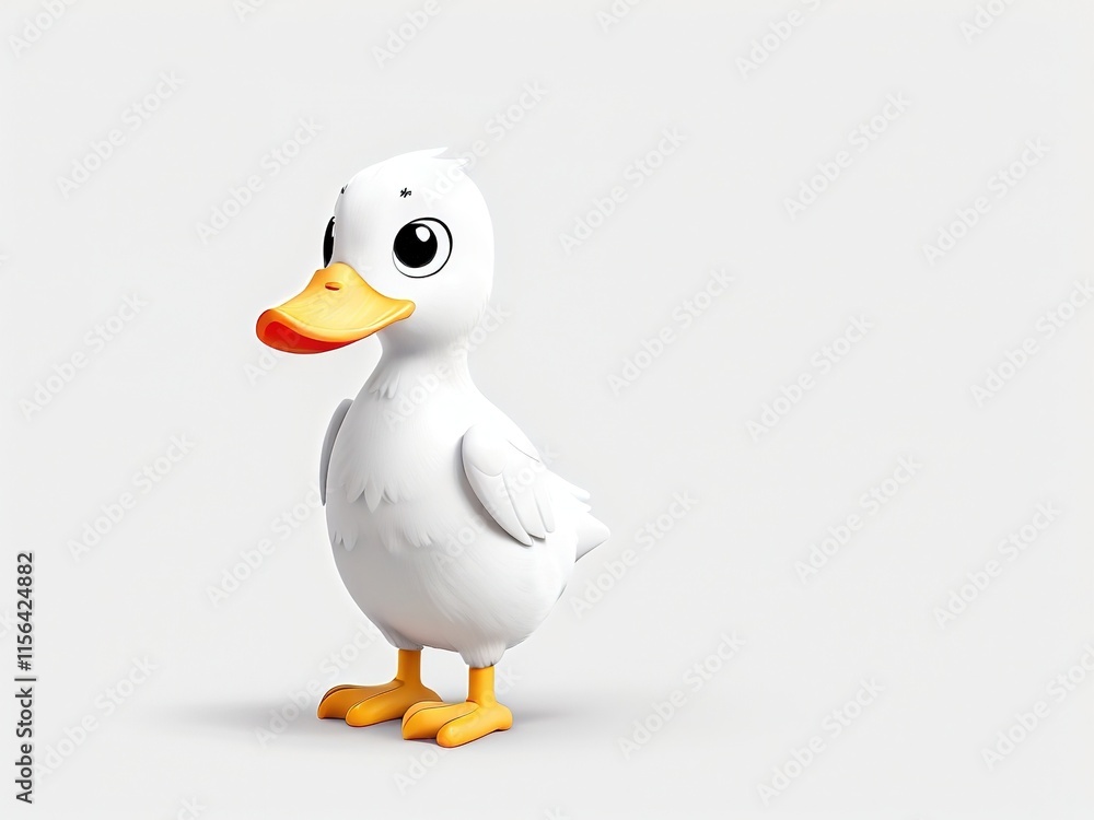 3d cartoon illustration of a 3d white drawing of duck isolated on white background 3d cartoon illustration of a 3d white drawing of duck isolated on white background