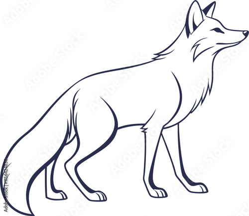 Fox outline vector and straightforward illustration line art design on a white background. photo