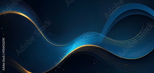 Blue gold background image, texture, curve, banner, light