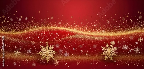 red gold background image, snow crystal, Christmas, festival, winter, texture, curve, banner, light photo