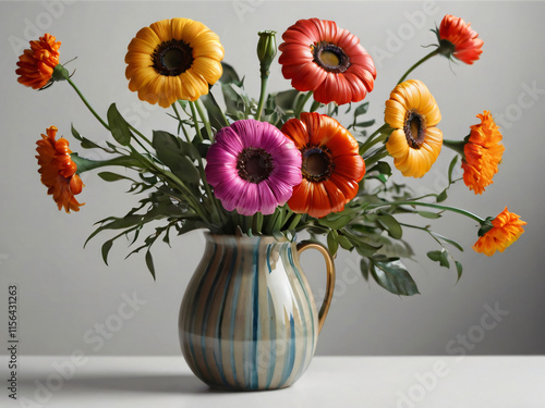 Wallpaper Mural colorful flowers in vase Torontodigital.ca