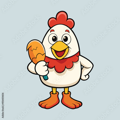 Cute Chicken Holding Chicken Leg Piece