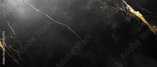 Glossy black marble background with subtle gold veining and polished surface