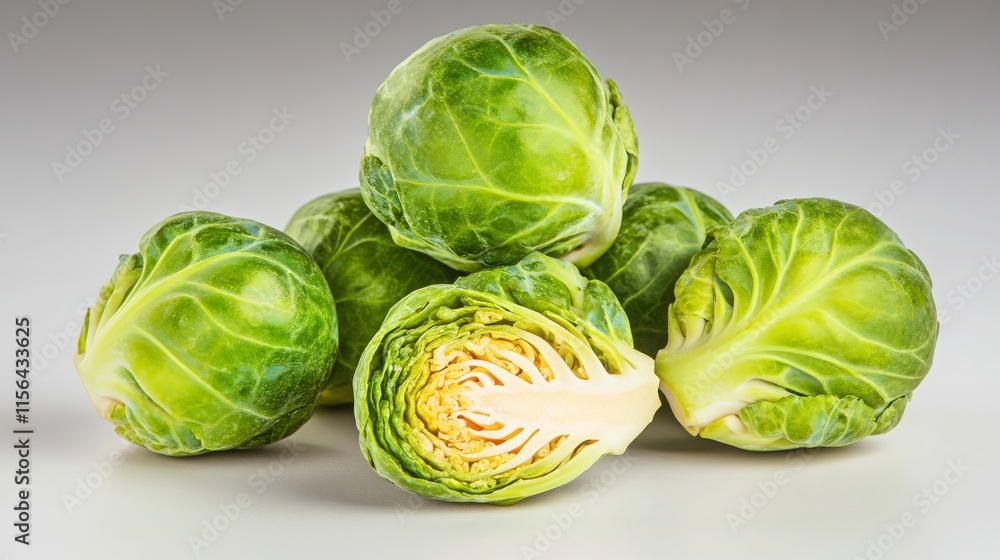 Fototapeta premium Fresh Brussels Sprouts on White Background