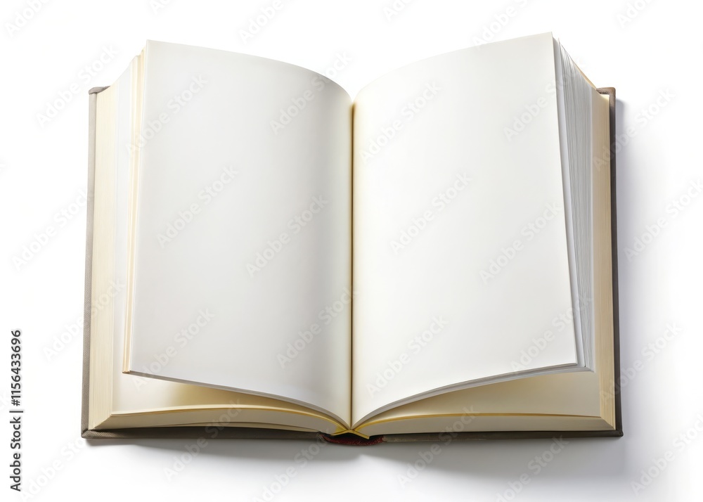 Open Book Mockup: Blank Pages, Bird's Eye View, White Book Isolated Open Book Mockup: Blank Pages, Bird's Eye View, White Book Isolated