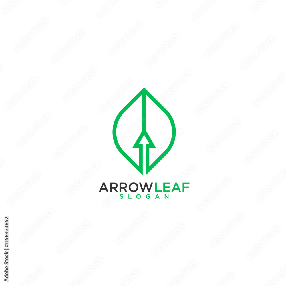 Green leaf with arrow logo design template Green leaf with arrow logo design template