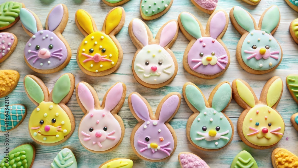 Obraz premium Pastel Easter Bunny Cookies: Rule of Thirds Photography