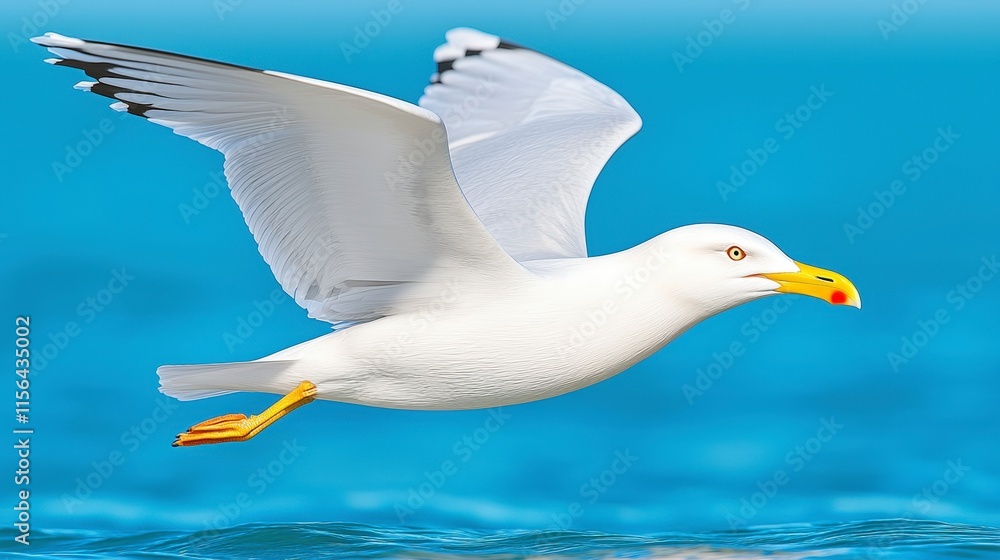 Majestic Seagull in Flight Over Ocean Waves Coastal Bird Photography Majestic Seagull in Flight Over Ocean Waves Coastal Bird Photography