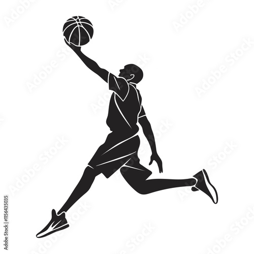 Man playing basketball silhouette black fill vector