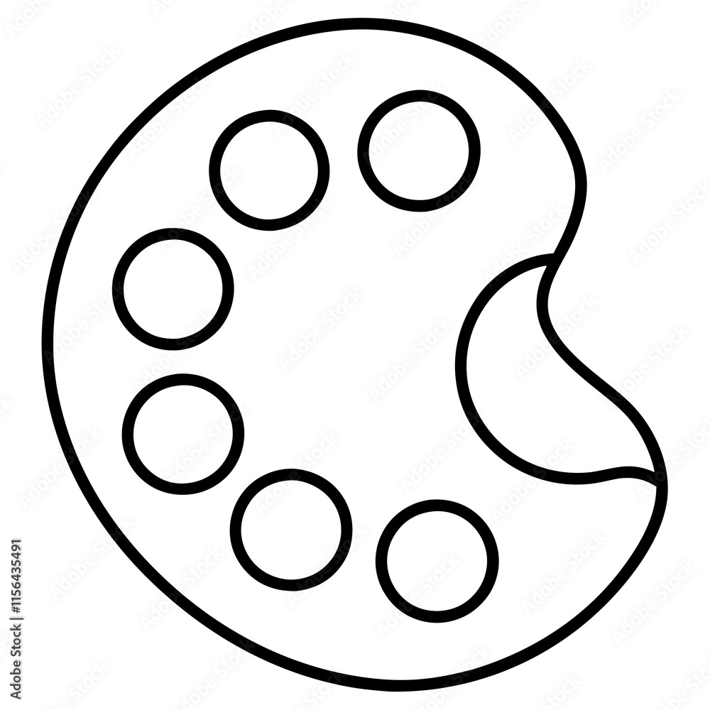 Art Palette Line Art Vector Illustration Art Palette Line Art Vector Illustration