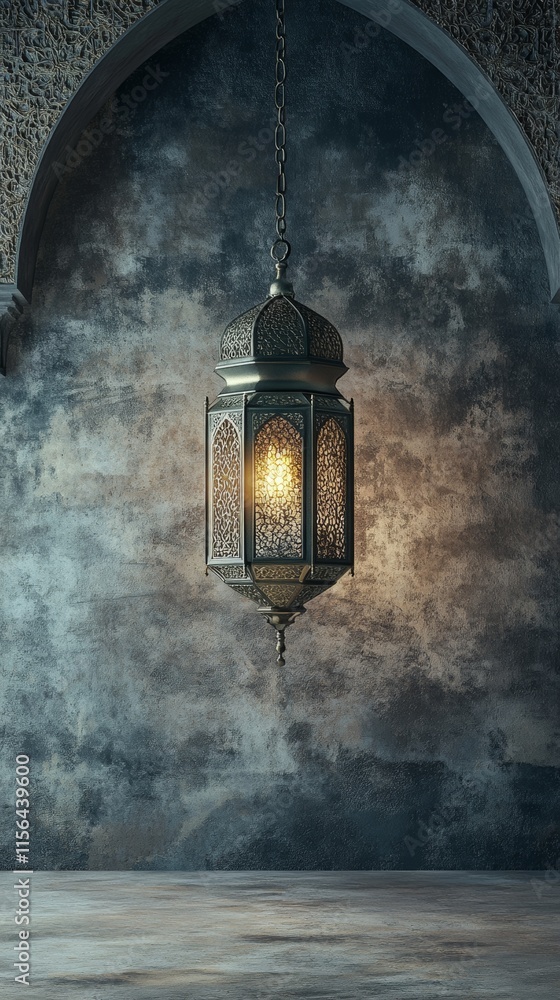 A lamp hanging from the ceiling. The lamp is lit up A lamp hanging from the ceiling. The lamp is lit up