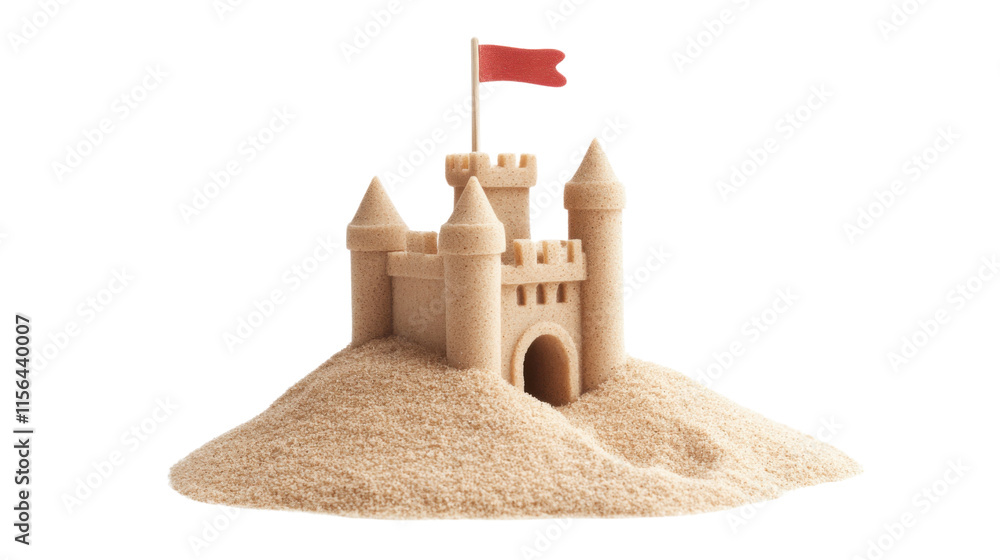 Sandcastle with a flag, transparent background Sandcastle with a flag, transparent background