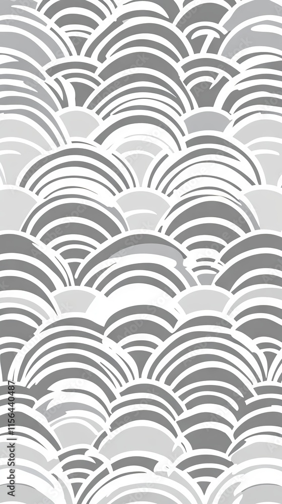A seamless abstract pattern featuring overlapping gray and white semi-circles, ideal for modern design projects and backgrounds. A seamless abstract pattern featuring overlapping gray and white semi-circles, ideal for modern design projects and backgrounds.