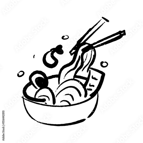Illustration of an Japan Streetfood Ramen Handdrawn