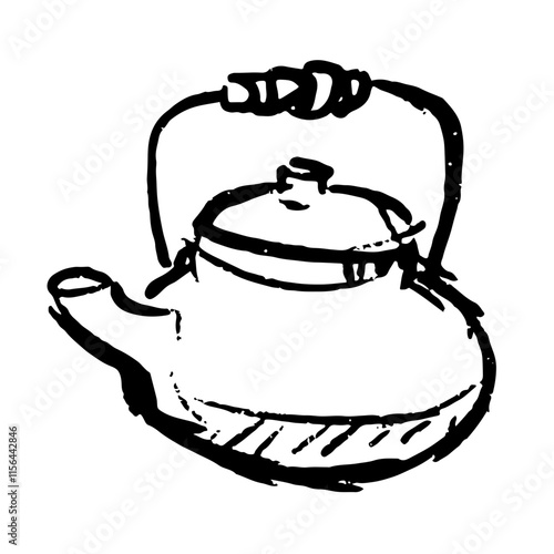 Illustration of an Japan Streetfood Teapot Handdrawn