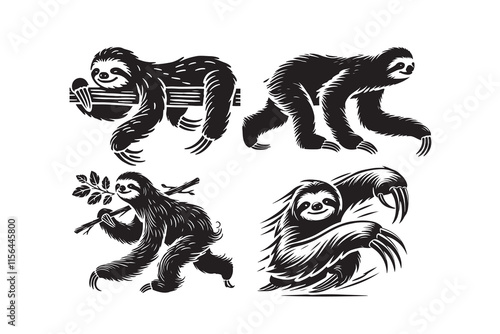 Sloth silhouette vector illustration with a white background