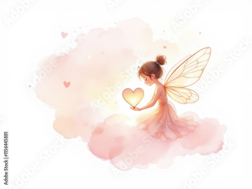 Fairy with heart. For fantasy themes, kids design, love concept, children's books. photo