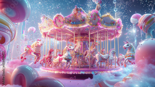 carousels background with bubbles