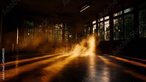 Sunbeams Illuminating a Misty Room photo