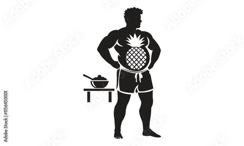 Dad Bod With Pineapple Silhouette