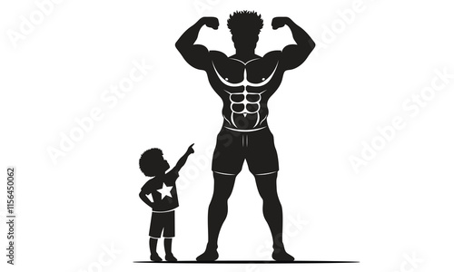 Gym Boy With Son Silhouette