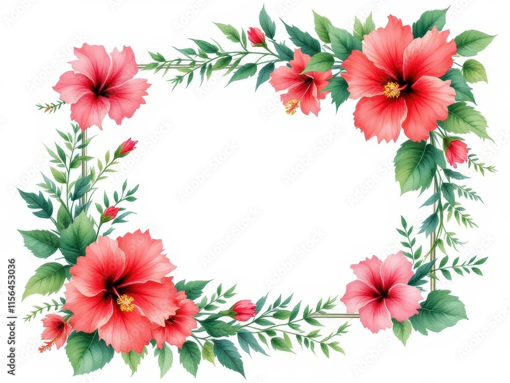Floral frame with red flowers. For spring themes, greeting cards, invitation, art, bold, red. Floral frame with red flowers. For spring themes, greeting cards, invitation, art, bold, red.