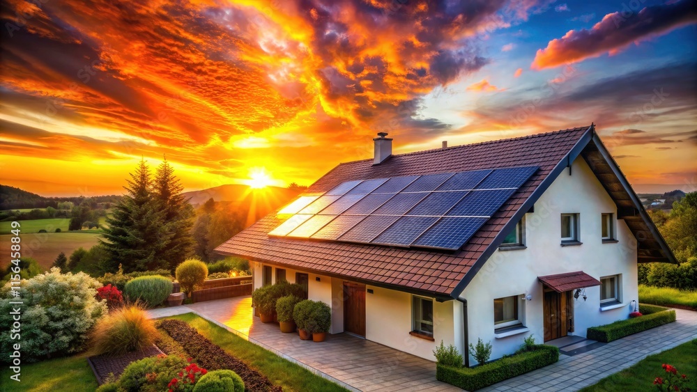 Long Exposure Photography: Solar Panel House, Renewable Energy, Sustainable Home, Alternative Energy Sources, Eco-Friendly Housing Long Exposure Photography: Solar Panel House, Renewable Energy, Sustainable Home, Alternative Energy Sources, Eco-Friendly Housing