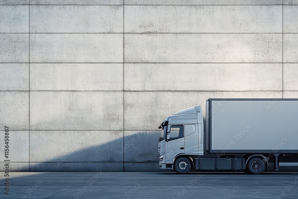 Fototapeta premium side view of shipping truck with sleek polished surface