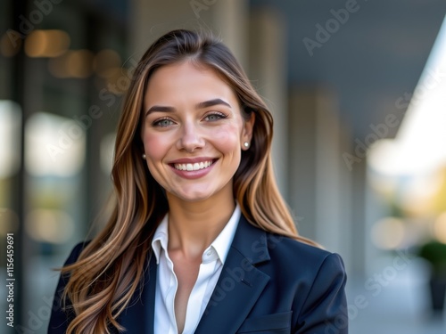 Confident Businesswoman Smiling Portrait Corporate Success