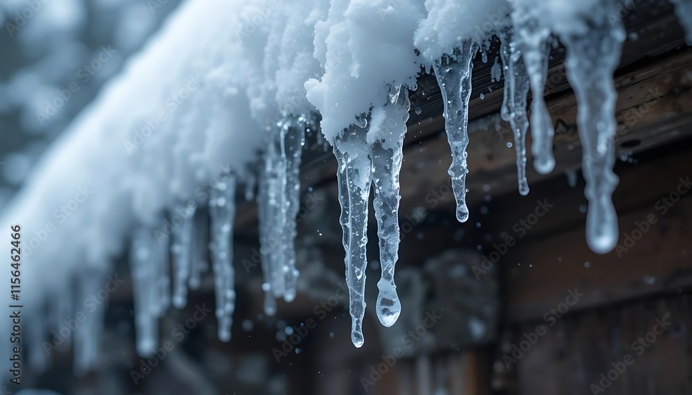Icicles Forming From Melting Winter Snow Icicles Forming From Melting Winter Snow